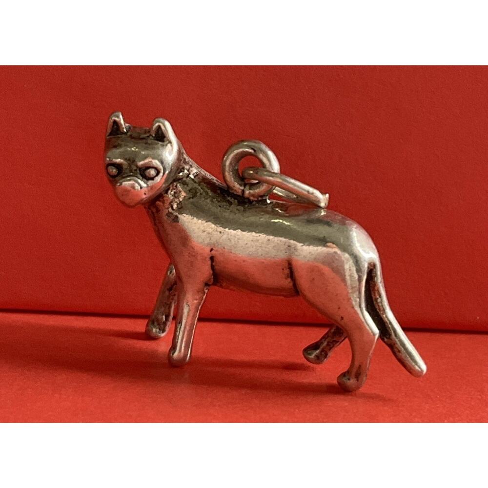 925 Sterling Silver Cat Charm Pendant Vintage